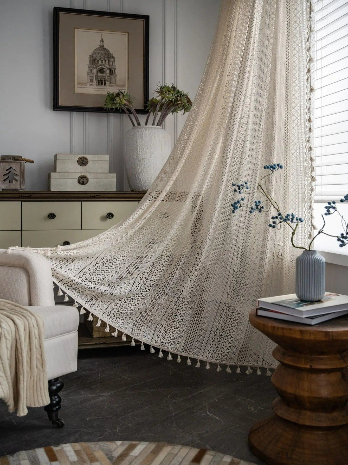 Rideau bohème classique 150cm x 60cm L'atelier Rideau